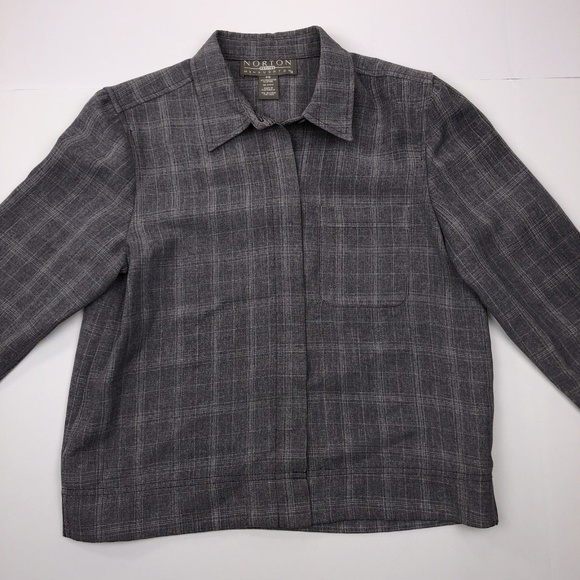 Norton McNaughton Petite Gray Long Sleeve Blazer - Picture 3 of 6